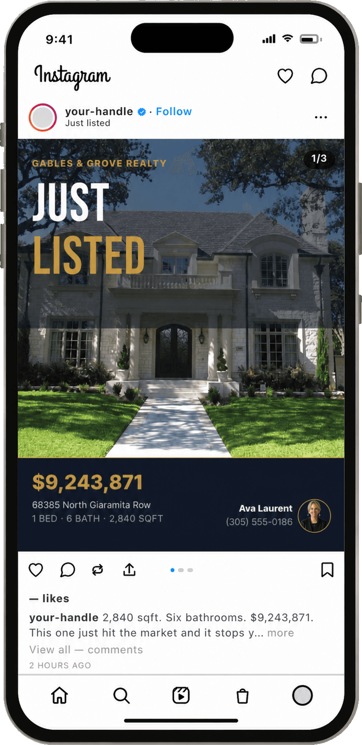 A GigaDrip real-estate post published to Instagram